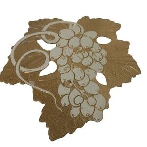 VTG Grapevine Trivet Hot Plate Gold Ivory Enamel Signed Wm A Rodgers Ltd. READ